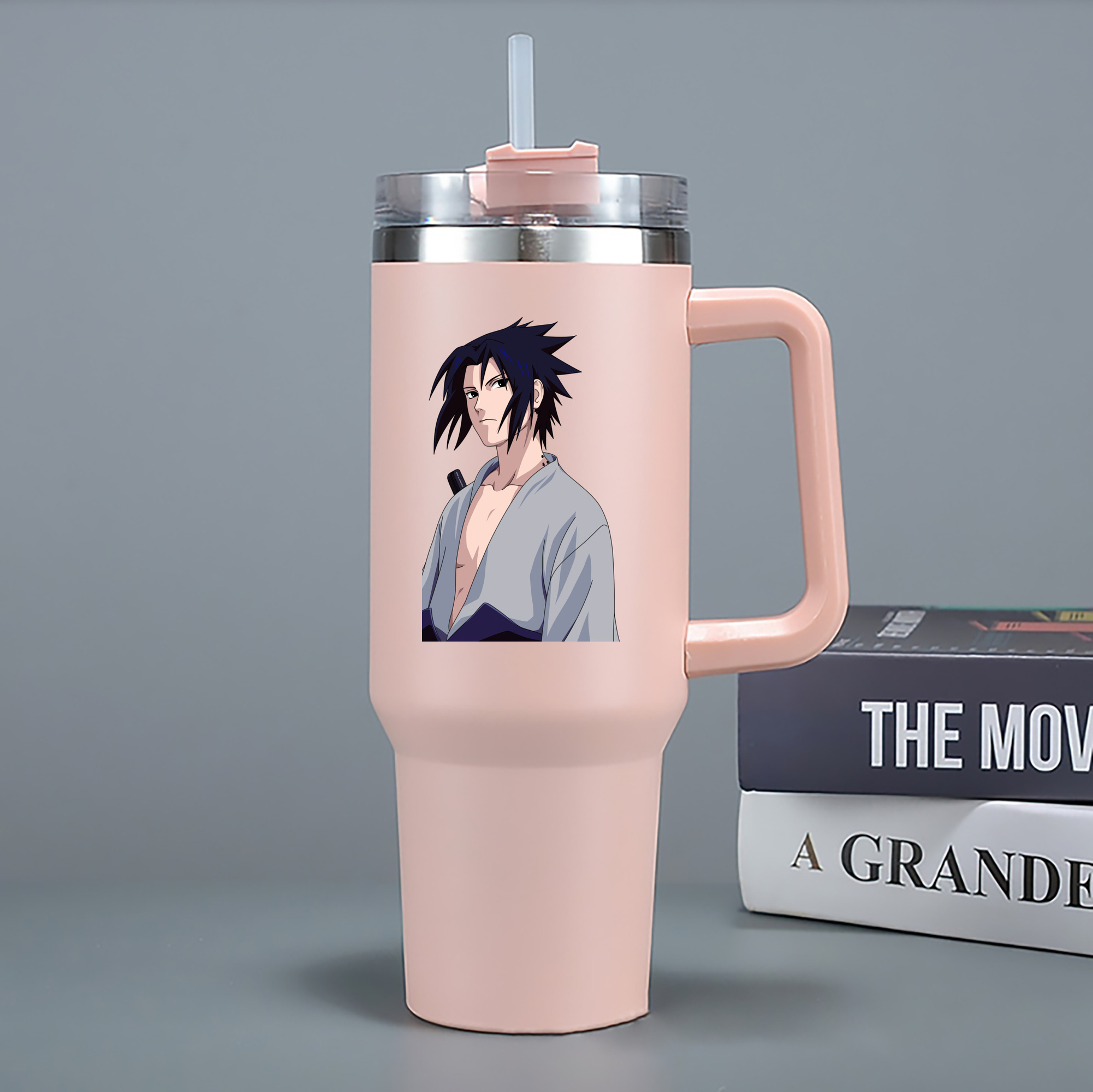 （画像用） NARUTO -ナルト- うちは サスケ Uchiha Sasuke 1200mL車用タンブラー - クリスタルステッカー（プラスチックストロー付き）